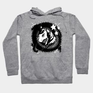 Grunge Unicorn - Black White Abstract Hoodie